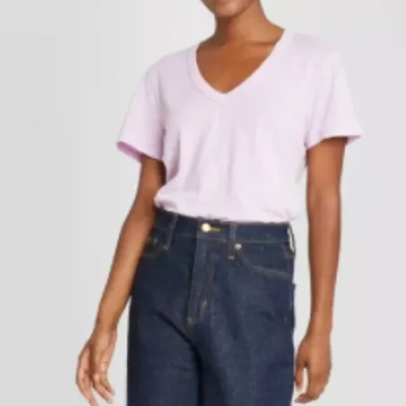 Universal Thread Purple Tee Womens Small Short Sleeve V-Neck Lounge Summer Basic - Picture 4 of 6